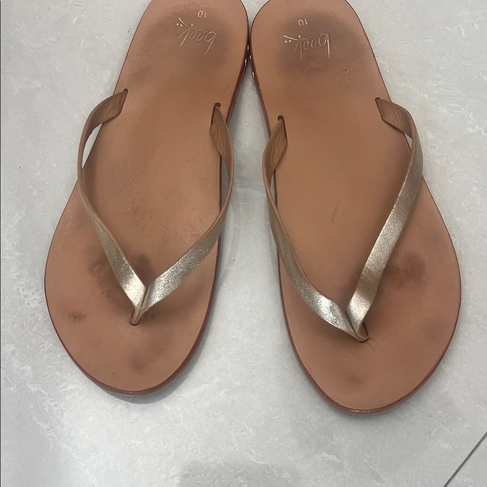 Beek Seabird Metallic Rose Gold Strap Sandals with leather footbed - Picture 3 of 5